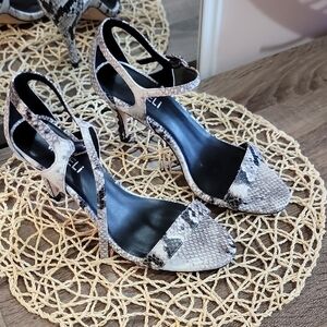 VANELi Black and White Snakeskin Heels